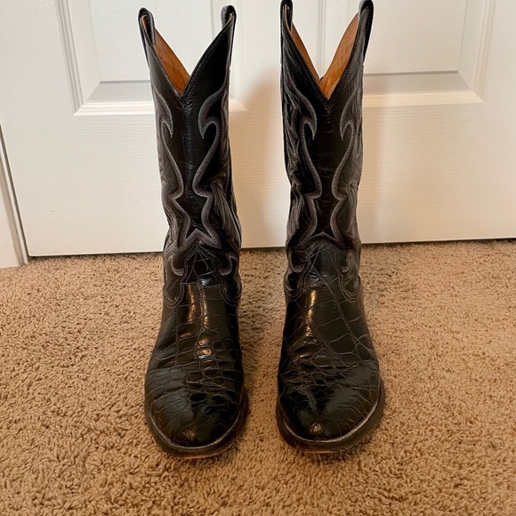 Nocona Men’s Black Alligator Cowboy Boots Size 9D - Picture 4 of 12